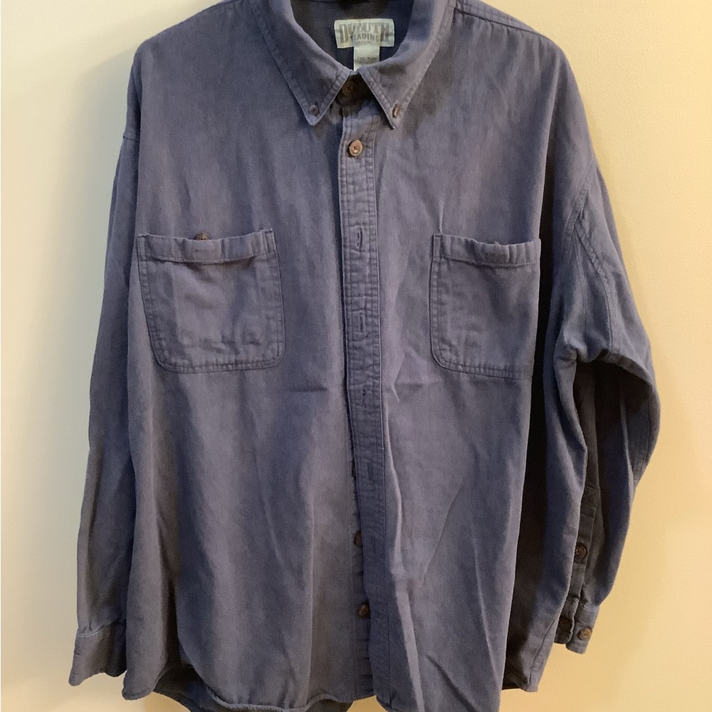 Duluth Trading Co Men's Casual Indigo Button-Down Shirt